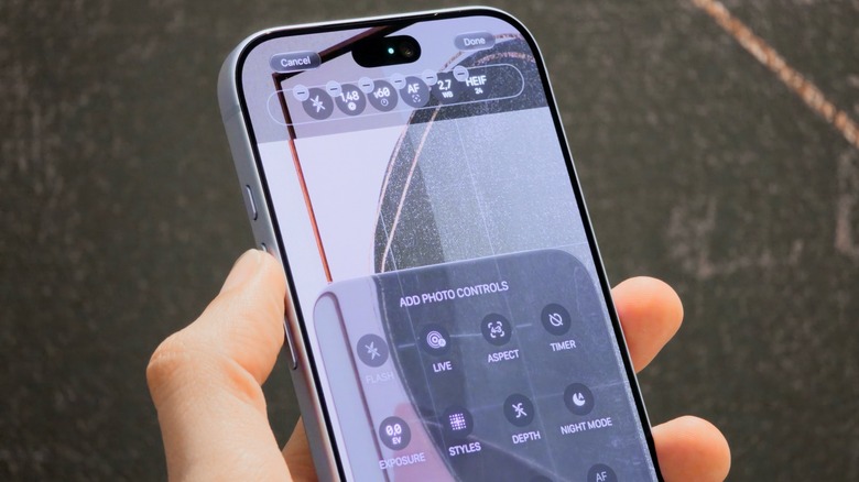 Gränssnittet för professionella kamerakontroller i iOS